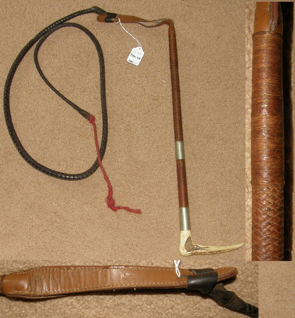 Vintage Zair Antler Handle Hunting Whip Silver Collar Ladies? Gents? Riding Crop Braided Leather Popper