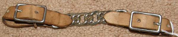 Western Curb Chain Lt Oil Leather 3 3/4" Single Flat Link Chain Curb Strap