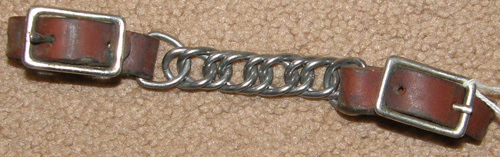Pony Western Curb Chain Leather 3 1/2" Single Flat Link Chain Curb Strap Brown