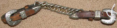 Western Show Curb Strap Leather Curb Strap Western Curb Strap Curb Chain Brown Silver Buckle Chin Strap