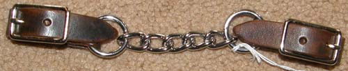 Western Curb Chain Leather Single Link Chain Curb Strap Brown
