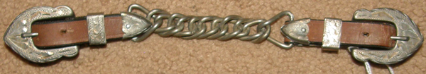 Western Leather Curb Strap Western Curb Strap Chain Western Show Chin Strap Single Flat Link Chain Silver Buckles Draft XL Horse