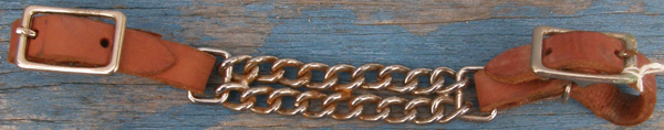 Western Curb Chain Leather Curb Chain Western Chin Strap Double Flat Link Chain Brown