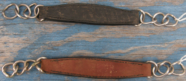 Shaped Leather Curb Chain Western Curb Chain English Curb Chain Brown Black