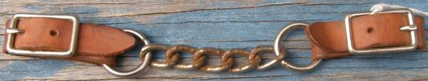 Leather Western Curb Chain Western Chin Strap Single Flat Link Chain Chestnut