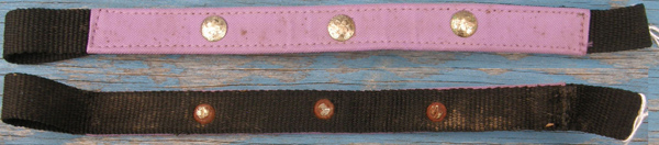 Flat Nylon Web Browband with Silver Conchos Western Browband English Browband Lavendar Purple on Black