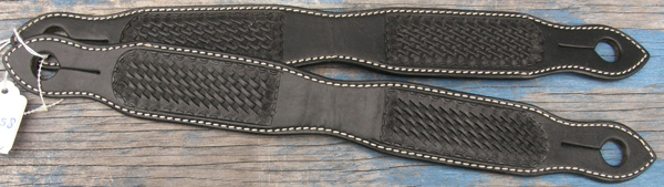 Basketweave Tooled Leather Slobber Straps Show Quality Basket Weave Slobber Straps Black