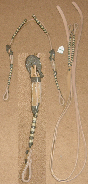 Royal King Double Ear Western Headstall Rawhide Braided Trim Silver Ferrule Beads Lt Oil Sliding Ear Headstall Western Bridle Split Reins Silver Buckles Arabian Cob Horse