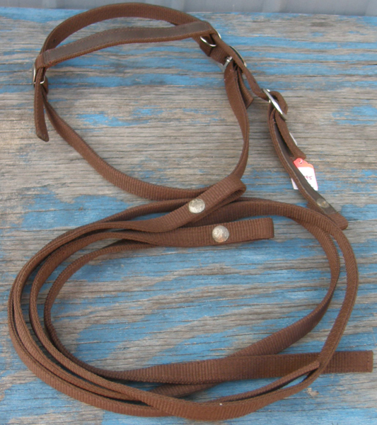 Nylon Western Bridle Western Split Reins Brown Mini/S Pony Missing 1 Cheek Piece