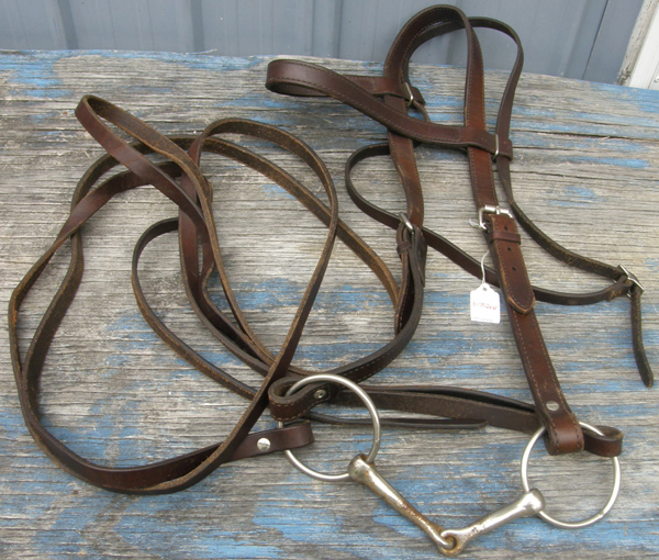 Draft Horse Western Bridle Leather Snaffle Bridle Draft Horse Headstall Split Reins 5 3/4" Loose Ring Snaffle Bit