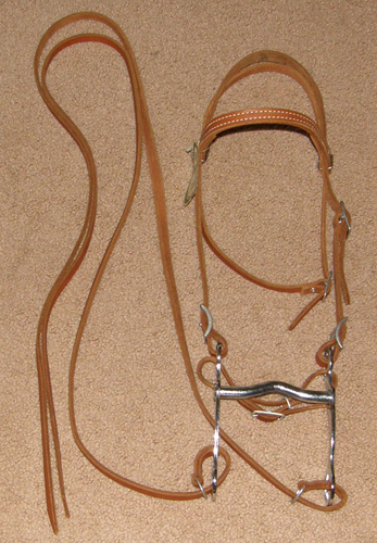 Cimarron Leather Browband Western Bridle Western Pony Bridle Western Headstall 4 3/8” Low Port Curb Bit Split Reins Chestnut