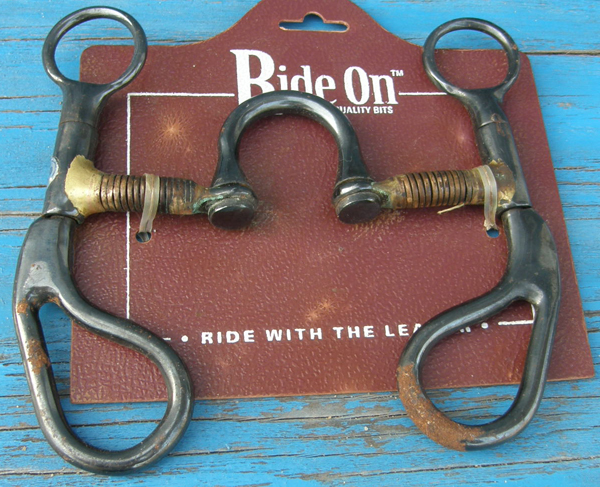 Weaver 5" Black Steel Correction Bit Copper Wire Wrapped 3 pc Sweet Iron Swivel Correction Mouth Copper Wrapped Western Curb Bit 6" Tear Drop Shanks