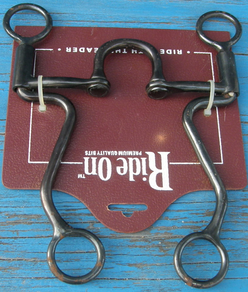 Weaver 5" Black Steel Correction Bit 3 pc Sweet Iron Swivel Correction Mouth Copper Inlay Western Curb Bit 8" Shanks Seven Shanks