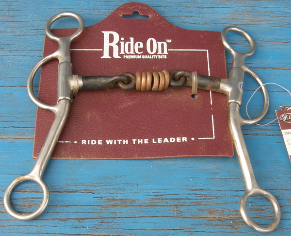 Weaver 5" Black Steel Correction Bit 3 pc Sweet Iron Swivel Correction Mouth Copper Inlay Western Curb Bit 7 1/2" Shanks