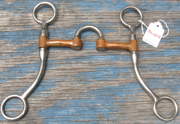 5” Copper Mouth Correction Curb Bit 3 pc Hinged Port Correction Bit Wide Swivel Port Western Curb Bit