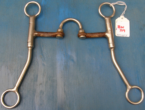 5 1/4" Sweet Iron Correction Curb Bit 3 pc Hinged Port Correction Bit Wide Swivel Port Western Curb Bit