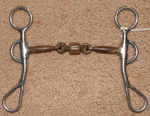 Reinsman 5” Argentine Bit Smooth Dog Bone with Copper Roller 3 Pc Sweet Iron Training Snaffle Bit Western Curb Bit