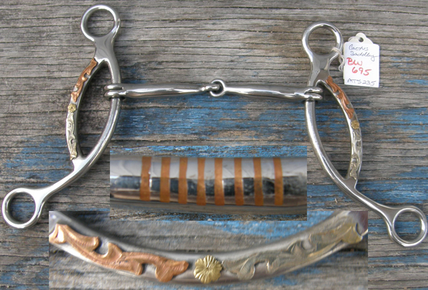 5" Cactus Saddlery Sliding Gag Bit Smooth Snaffle Gag Bit Fancy Cheeks