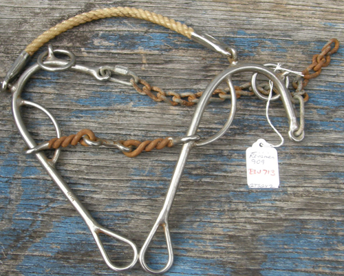 Reinsman 5" Long Shank Rope Nose Combination Hackamore Combination Gag Bit w/Rope Nose Gag with Twisted Wire & Dogbone Mouth, Gag Hackamore Bit Combination Bit Combo Hackamore Gag Bit