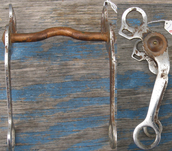 Vintage Crockett Bit 5" Copper Mouth Ported Curb Bit Grazing Bit Western Curb Bit Brass Concho