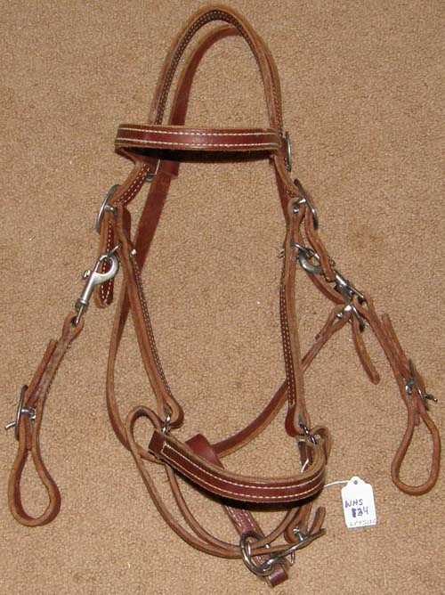 Harness Leather Halter Bridle Combo Western Headstall Trail Bridle Snap On Cheeks Brown Arabian/Cob/Horse