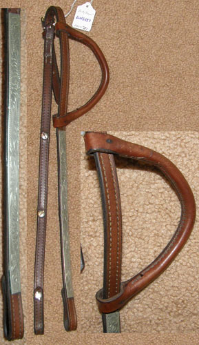 Vintage Billy Royal? Silver Western Show Headstall Rolled Leather Sliding One Ear Western Headstall Engraved Silver Trim Single Ear Arabian Western Bridle Brown Horse