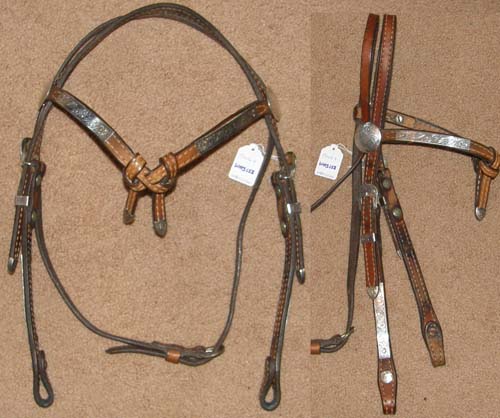 Circle Y? Kathys? Futurity Western Headstall Silver Conchos Knotted Brow Chestnut Show Western Bridle Silver Trim Horse