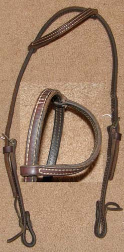 Sliding One Ear Western Headstall Slip Ear Western Bridle Russet Dark Brown Horse