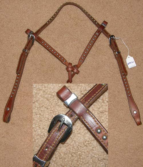 Futurity Western Headstall Silver Studs Studded Knotted Brow Western Bridle Silver Dots Dark Chestnut Horse