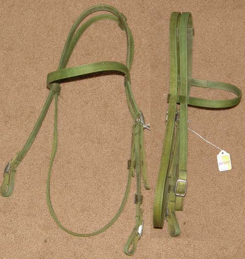 Nylon Western Headstall Buckle Ends Synthetic Browband Western Bridle Arabian/Cob/Horse Green