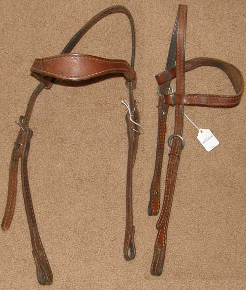 Leather Western Headstall Shaped Browband Western Bridle Dark Chestnut Horse