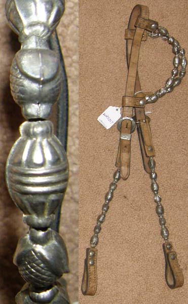 Sliding Double Ear Western Headstall Sliding Ear Western Headstall Silver Ferrule Beads Western Bridle Silver Shaped Barrel Beads Lt Oil Horse