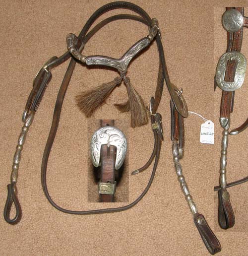 Vintage Circle Y Tooled Western Show Headstall Silver Ferrules Western Headstall Silver V Browband Horsehair Tassels Western Show Bridle with German Silver Mexico Silver Buckles Ferrule Beads Horse Brown