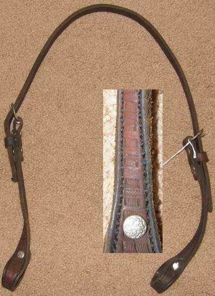 Tooled Leather Western Bosal Hanger Western Bosal Headstall Plain Western Headstall Bit Hanger Lunging Headstall Dark Brown Horse