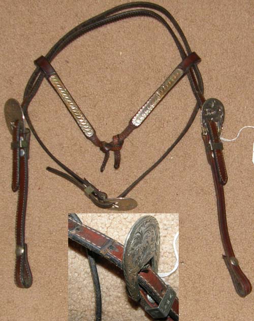 Royal King Silver Royal Leather Knotted Brow Western Headstall Silver Trim Knotted Browband Futurity Western Bridle Silver Buckles Dark Oil Horse