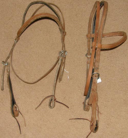Harness Leather Western Headstall Browband Western Bridle Chestnut Brown Horse