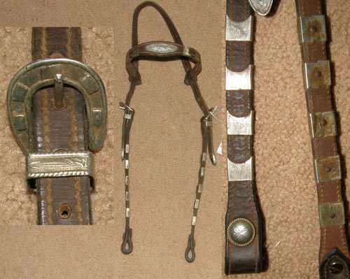 Vintage Derby Originals? Western Headstall Silver Trim Pieces Browband Western Bridle Horseshoe Buckles L Horse