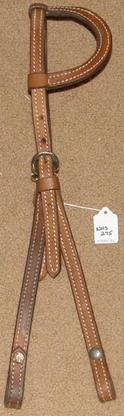 Leather Slip Ear Headstall Sliding Ear Western Headstall One Ear Western Bridle Chestnut Cob/Horse