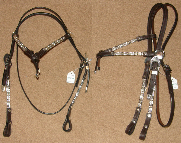 Royal King Knotted Brow Headstall Double Row Ferrule Beaded Futurity Western Headstall Knotted Browband Western Bridle Silver Ferrule Beads Dark Oil