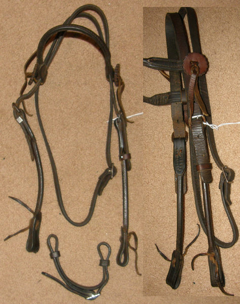 Rolled Leather Western Headstall Round Rolled Browband Western Bridle with Leather Curb Strap Dark Brown Horse/L Horse