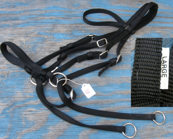 Black Nylon Bitless Bridle Nylon Western Headstall Synthetic Western Bridle L Horse