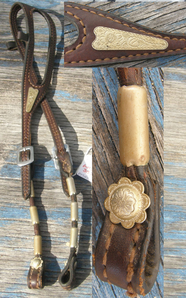 Vintage Billy Royal? Shaped One Ear Headstall Shaped Ear Western Headstall Silver Ferrule Beads Rolled Leather Western Bridle Silver Buckles Silver Trim Dark Oil Horse