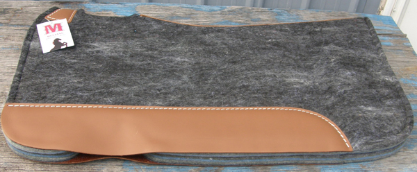 Mustang Grey Contoured Western Saddle Pad Western Felt Pad Shock Pad 32x31x3/4"