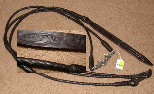Western Saddle Horse 12 Plait Braided Leather Romal Romel Reins w/ Leather End 