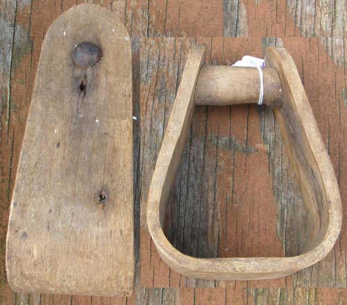 Vintage Wood Childs Western Stirrups Wooden Western Stirrup Towel Holder Knick Knack Rack Natural Wood