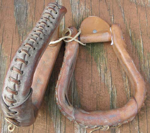 Leather Covered Contest Stirrups Laced Leather Western Stirrups Chestnut