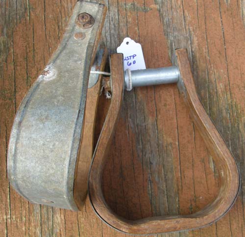 Vintage Metal Bound Wooden Western Stirrups Western Decor Towel Rack Towel Holder Knick Knack Holder Natural Wood Tin