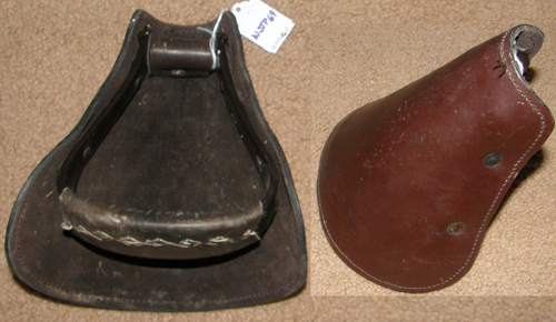 Leather Hooded Childs Western Stirrups Tapadero Replacement Single Hooded Stirrup Brown