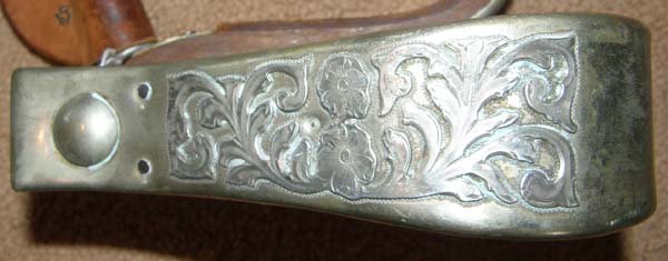 Vintage Diablo Engraved Sterling Silver Western Stirrups Raised Relief Sterling Silver Overlay Metal Western Show Stirrups